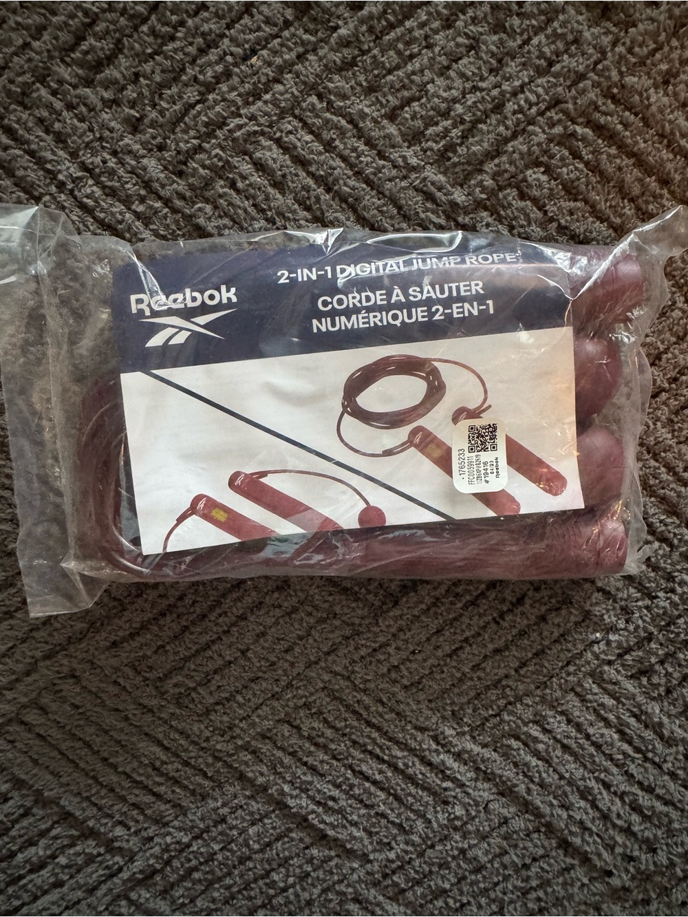 Reebok Burgundy 2-in-1 Digital Jump Rope